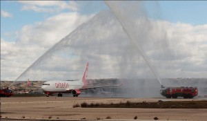 Bautizo ruta Madrid-Berlín en el Aeropuerto de Barajas