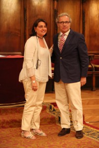Sònia Recasens, teniente de alcalde Barcelona, con Domènec Biosca.