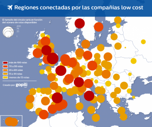 Mapa de destinos low cost